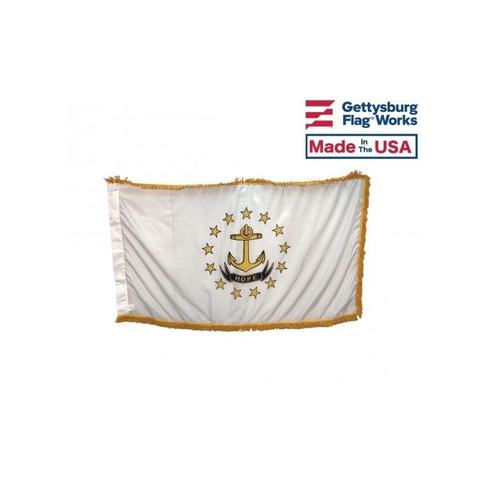 Rhode Island Flag, Nylon, Pole Sleeve & Fringe - 4x6'
