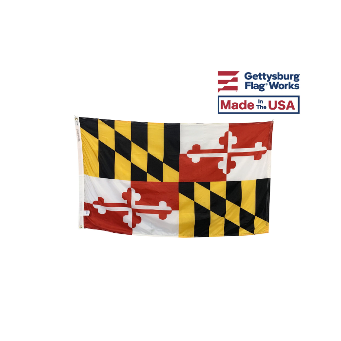 Maryland Flag, Heavy Duty Polyester, Header & Grommets - 3x5
