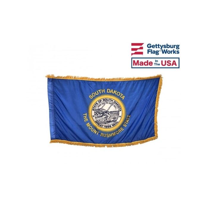 South Dakota Flag, Nylon, Pole Sleeve & Fringe - 4x6'