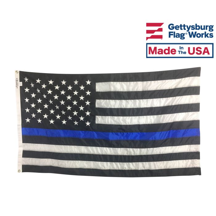 Thin Blue Line Embroidered Flag-3x5'