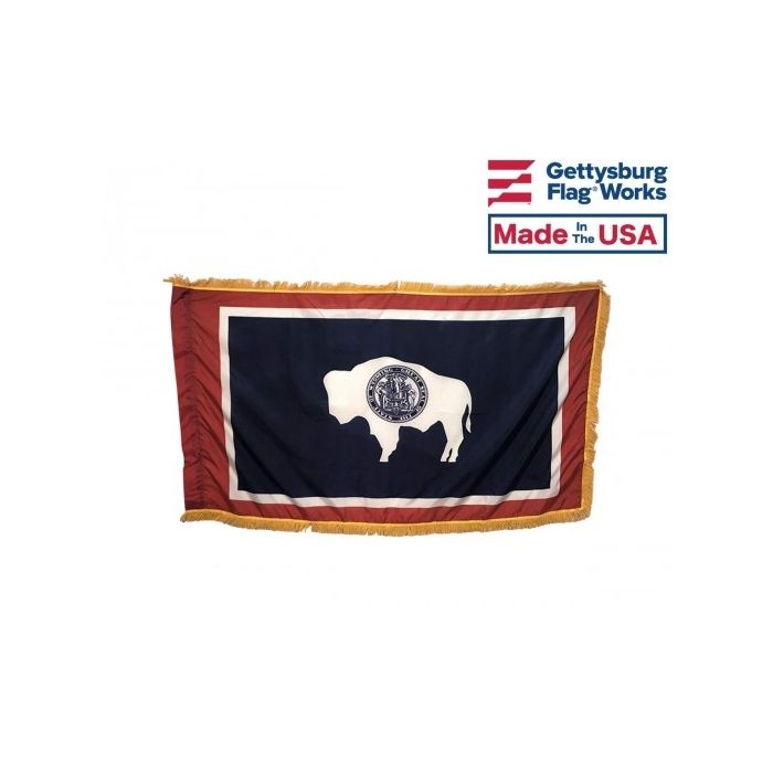 Wyoming Flag, Nylon, Pole Sleeve & Fringe - 4x6'
